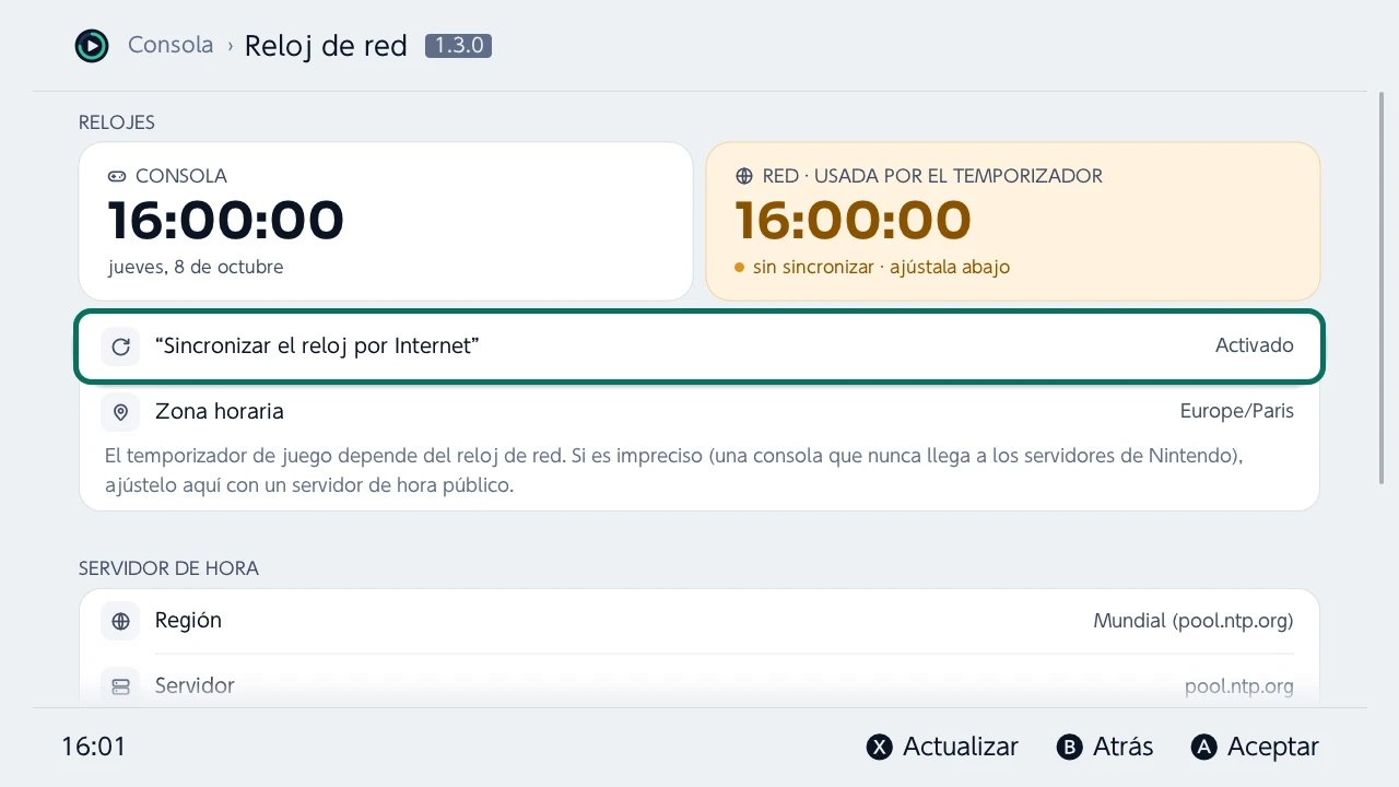 Reloj de red