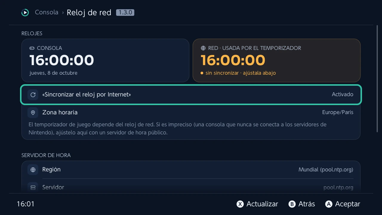 Reloj de red