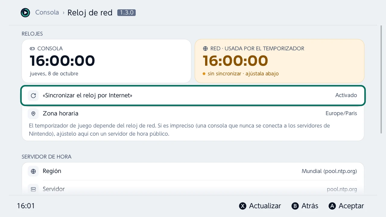 Reloj de red