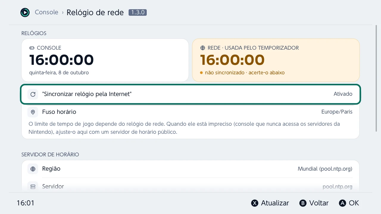 Relógio de rede