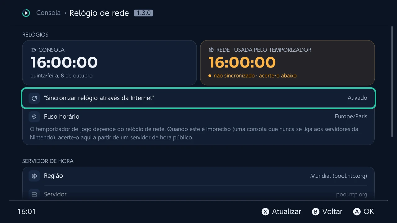 Relógio de rede