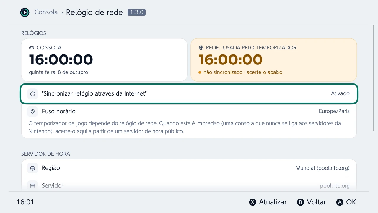Relógio de rede